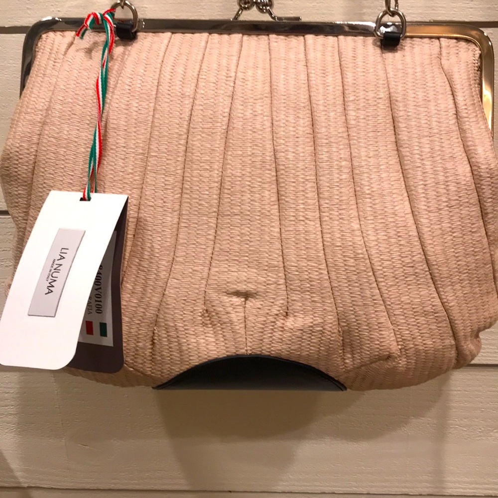 Lia Numa Black and natural crossbody handbag. New with tags